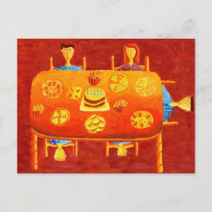 Familien-Geburtstags-Tea-Malerei Postkarte