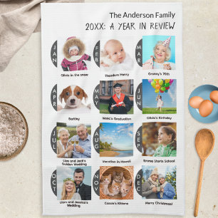 Familien Jahres Fotogalerie 12 Bilder Personalisie Geschirrtuch