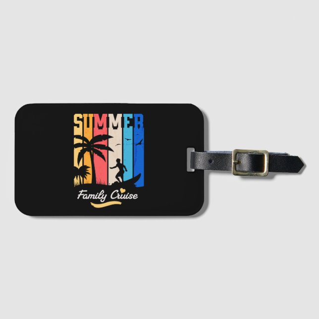 Familien Kreuzfahrt Sommer Schwarz Gepäckanhänger (Vorderseite (Horizontal))