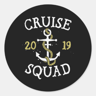 Familien-Kreuzfahrt-Truppe 2019 T-Shirt Urlaub Vin Runder Aufkleber