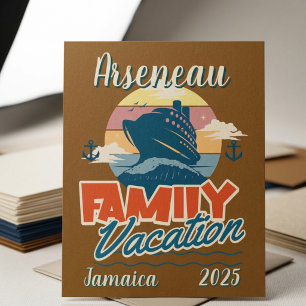 Familien-Kreuzfahrt-Urlaub Braun/Blau Personalisie Magnetkarte