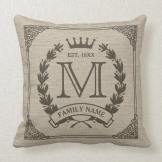 Familien-Logo-Monogramm-Leinwand-Blick-Kissen Kissen