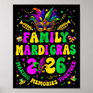 Familien-Mardi-Gras-Crew 2026 Karneval Reise Passe Poster