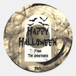 Familien nennen Spooky Bat Spider Web Happy Hallow Runder Aufkleber