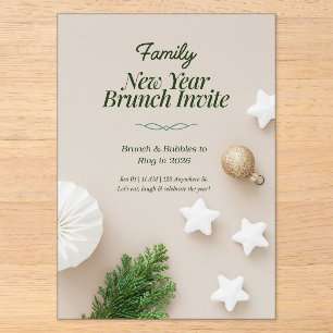 Familien-Neujahrs-Brunch-Einladung 2026 Acryleinladungen