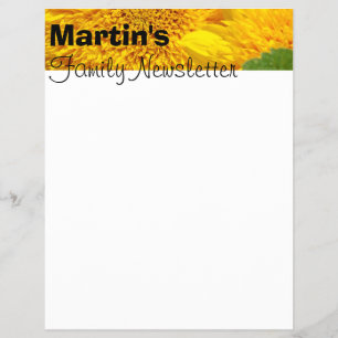 Familien-Newsletter-Titelseite Papier Sonnenblume