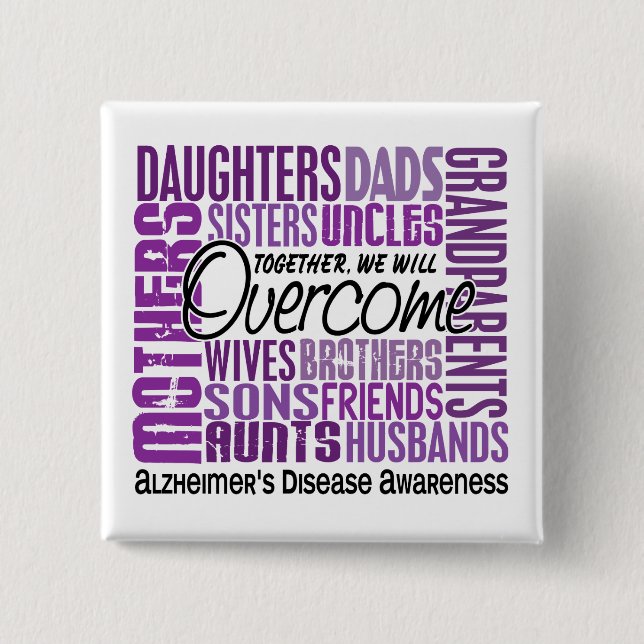 Familien-quadratische Alzheimerkrankheit Button (Vorderseite)