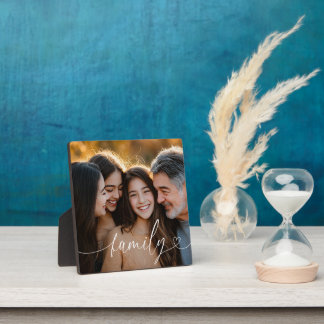 Familien-Script Herz Foto-Tischplaque Fotoplatte