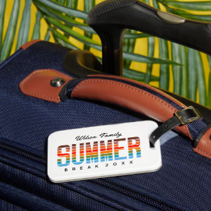 Familien-Sommerferien-Sonnenuntergangsstrand Gepäckanhänger