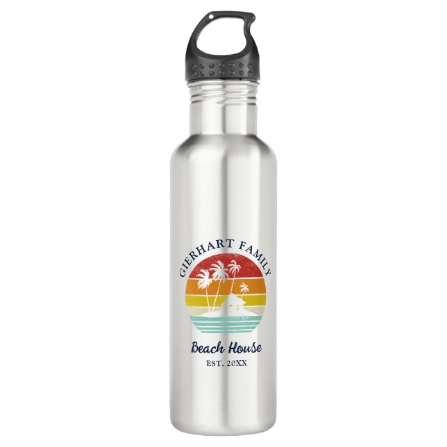 Familien Sommerurlaub Beach House Seaside Fun Edelstahlflasche (Vorderseite)