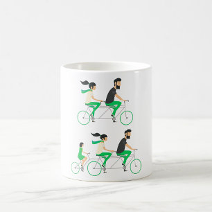Familien-Tandem-Fahrradfahren Kaffeetasse