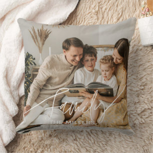 Familien-Text-Overlay Boho-Eleganz Kuschel-Wurfkis Kissen