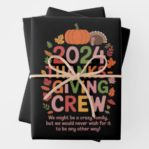 Familien Thanksgiving 2024 Crew Truthahn passend Geschenkpapier Set