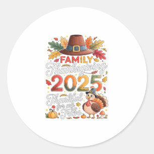 Familien Thanksgiving 2025 Dankbar für meinen Stam Runder Aufkleber