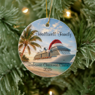 Familien-Tropen-Weihnachtskreuzfahrt Keramik Ornament