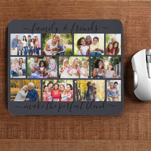 Familien- und Freunde-Zitat 12 Foto-Collage Schief Mousepad