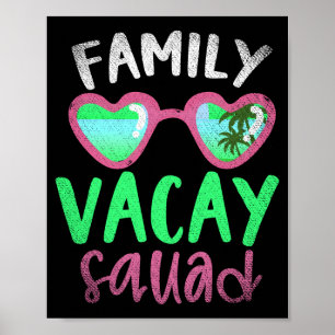 Familien-Urlaubs-Trupp tropischer Sommer Palmenbäu Poster