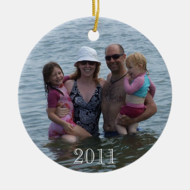 Familien Weihnachten 2011 am Strand Keramik Ornament (Vorne)
