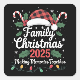 Familien-Weihnachten 2025 Crew-Gruppe passende Fam Quadratischer Aufkleber