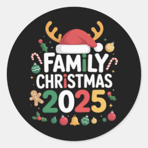 Familien-Weihnachten 2025 Crew-Gruppe passende Fam Runder Aufkleber