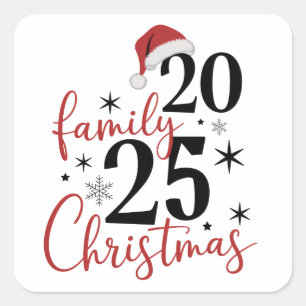 Familien-Weihnachten 2025 Squad-Wiedersehen passen Quadratischer Aufkleber