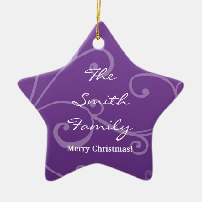 Familien-Weihnachten in Lila Keramikornament (Vorne)