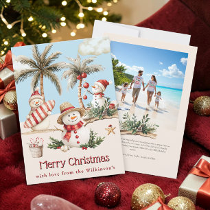 Familien-Weihnachten-Strand-Fotokarte Einladung