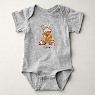 Familien-Weihnachts-Crew Lebkuchen-Buchstabe A Jun Baby Strampler