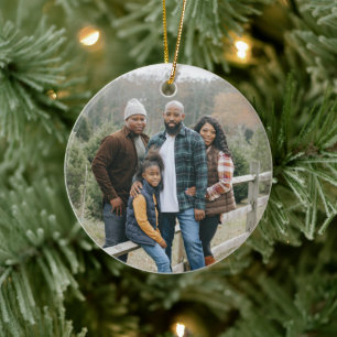 Familien-Weihnachts-Foto-Persönliches-Andenken Keramik Ornament