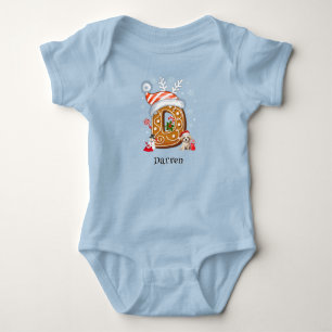 Familien-Weihnachts-Santa-Lebkuchen-Buchstabe D Ju Baby Strampler