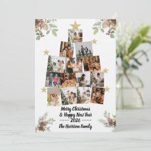 Familien-Weihnachtsbaum-Foto-Karten-Collage Einladung