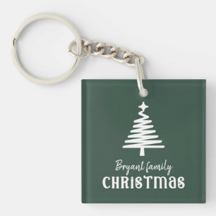 Familien-Weihnachtsbaum grün Schlüsselanhänger