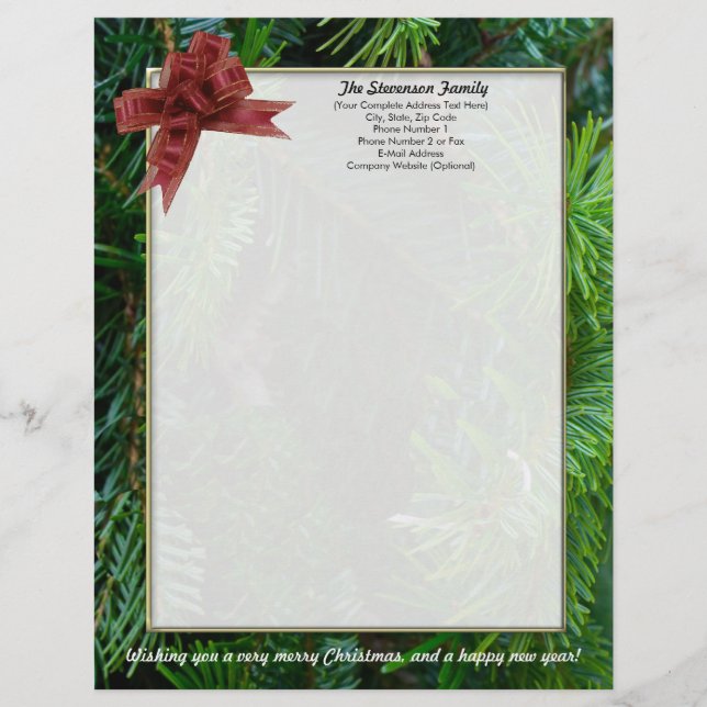 Familien-Weihnachtsbuchstabe, personalisierter Briefbogen (Vorderseite)