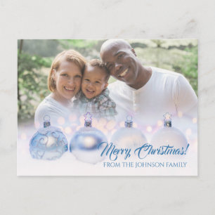 Familien-Weihnachtsfoto-Karte mit silbernen Christ Postkarte