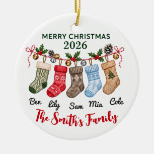 Familien-Weihnachtsstrümpfe Namen & Jahr Keramik Ornament