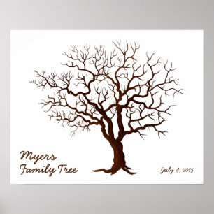 Familien-Wiedersehen-Fingerabdruck-Baum (Matt) Poster