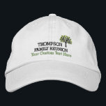 Familien-Wiedersehen gestickte Baseballmütze mit Bestickte Baseballkappe<br><div class="desc">Der perfekte Hut für Ihr Familien-Wiedersehen - Ausrüstungsbeschreibungen ein Baum und 3 Linien kundenspezifischer Text - addieren Sie Ihren Familiennamen,  Ereignistitel,  Datum,  Standort,  Datum,  etc.,  das für Wiedervereinigungen groß sind,  Familienereignisse,  Partys und Familienkreuzfahrten.  (Ändern Sie leicht die Text- und Hut- und Baumfarben)</div>