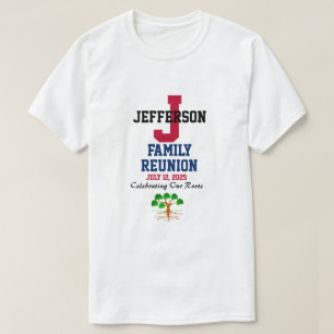 Familien-Wiedersehen irgendein Datum und rotes T-Shirt
