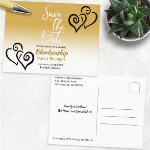 Familien-Wiedersehen Save the Date Black Linked He Ankündigungspostkarte