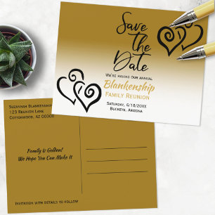 Familien-Wiedersehen Save the Date Black Linked He Ankündigungspostkarte