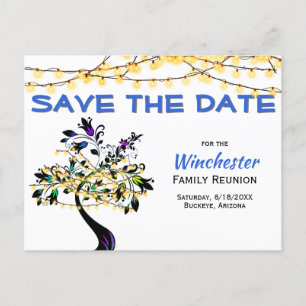 Familien-Wiedersehen Save the Date-Gelblichtbaum Ankündigungspostkarte