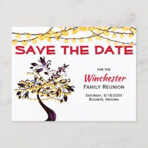 Familien-Wiedersehen Save the Date-Gelblichtbaum Ankündigungspostkarte
