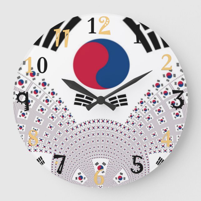 Familien-zeitloses Rot und blauer Große Wanduhr (Vorderseite)