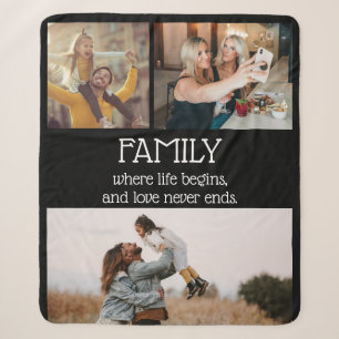 Familienangebot FotoCollage Modernes Schwarzes Sherpadecke