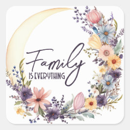Familienangebot in Boho Kranz Quadratischer Aufkleber