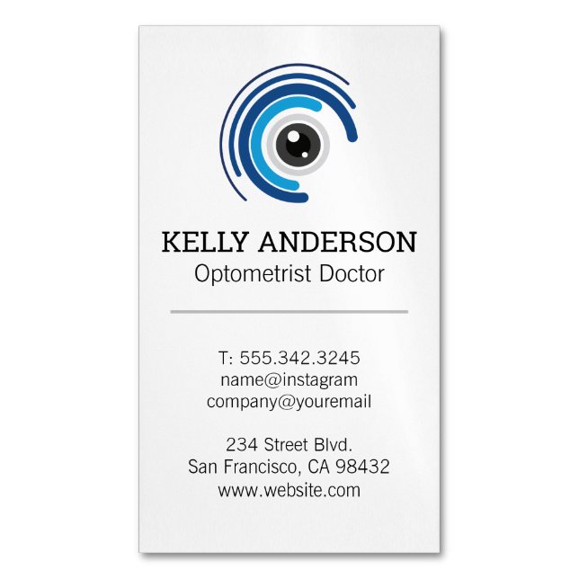 Familienarzt | Praxis MD | Optometrie-Logo Magnetische Visitenkarte (Vorderseite Vertikal)