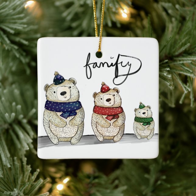 Familienbär Keramikornament (Baum)