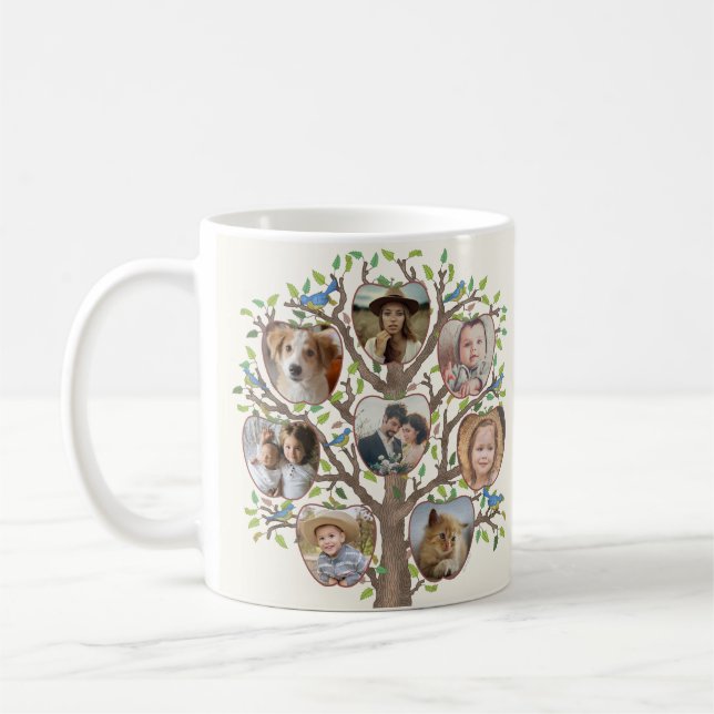 Familienbaum Foto Collage 16 Picture Light Beige Kaffeetasse (Links)