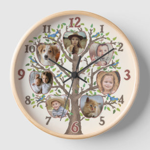 Familienbaum Foto Collage 7 Custom Pictures Cream Uhr