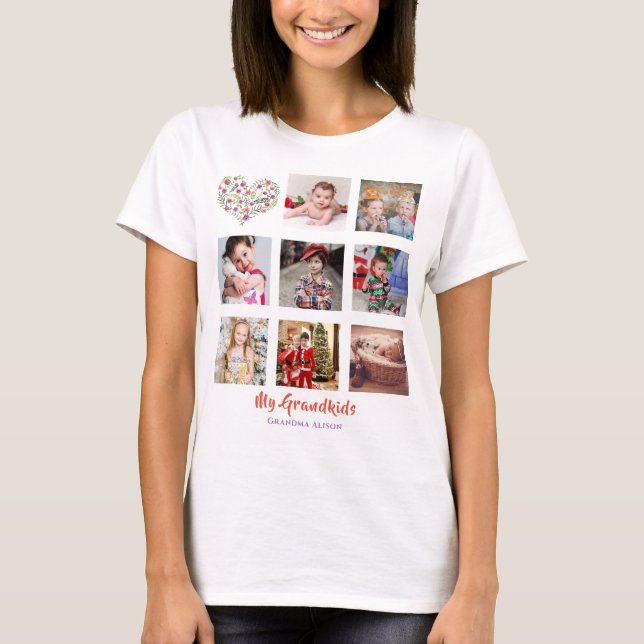 Familienbaum Foto Collage Oma Großmutter Geschenk T-Shirt (Vorderseite)